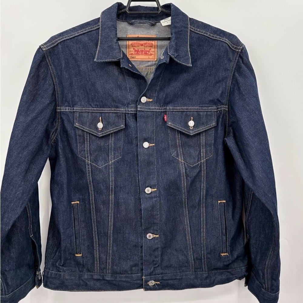 Levis Trucker Jacket Mens Large L Dark Denim 70407 Red Tab Oversize Coat